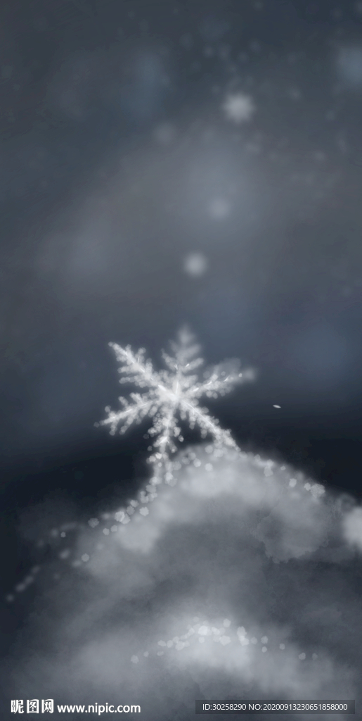 深色背景的微观雪花
