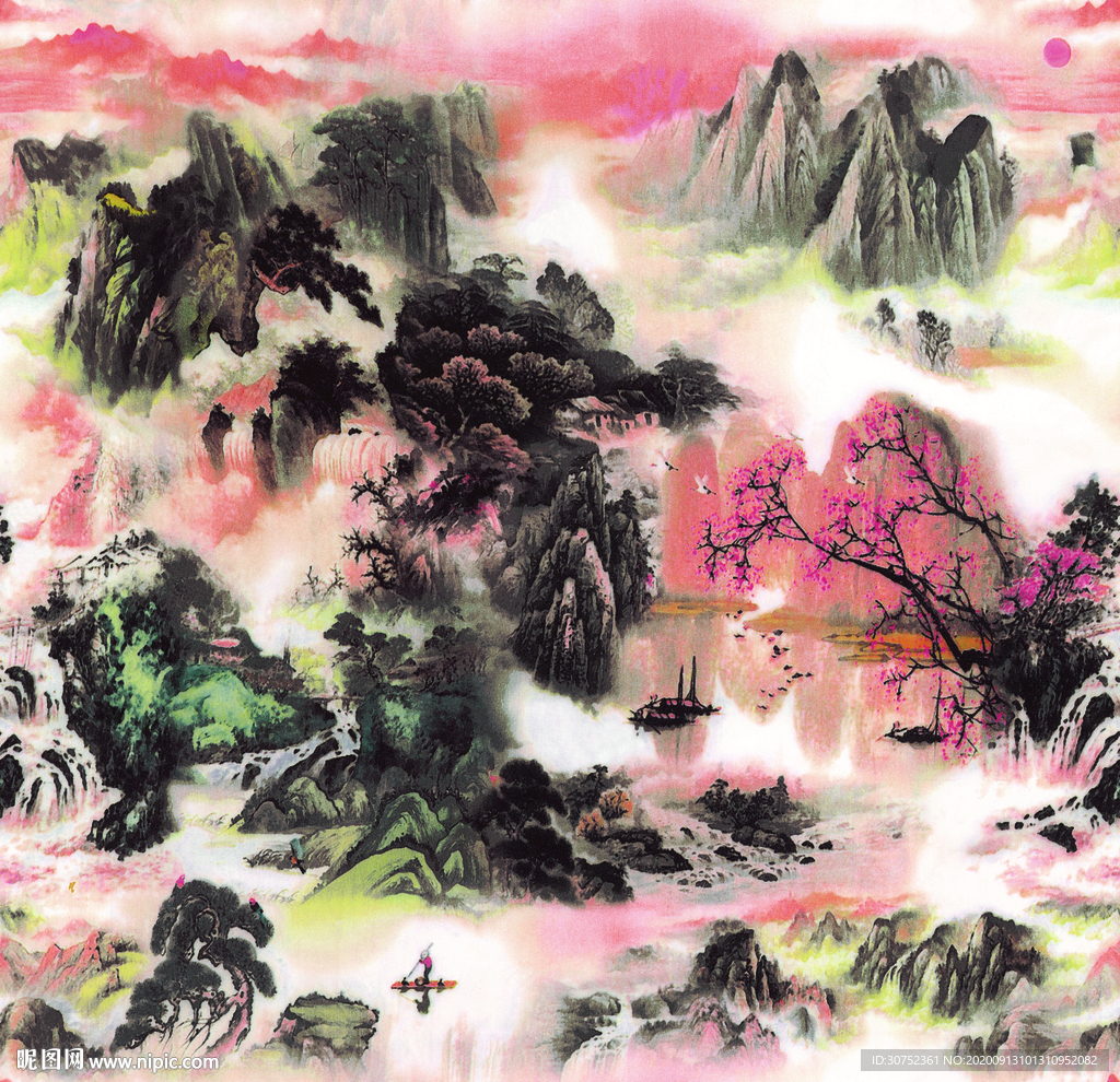 手绘图  高山流水