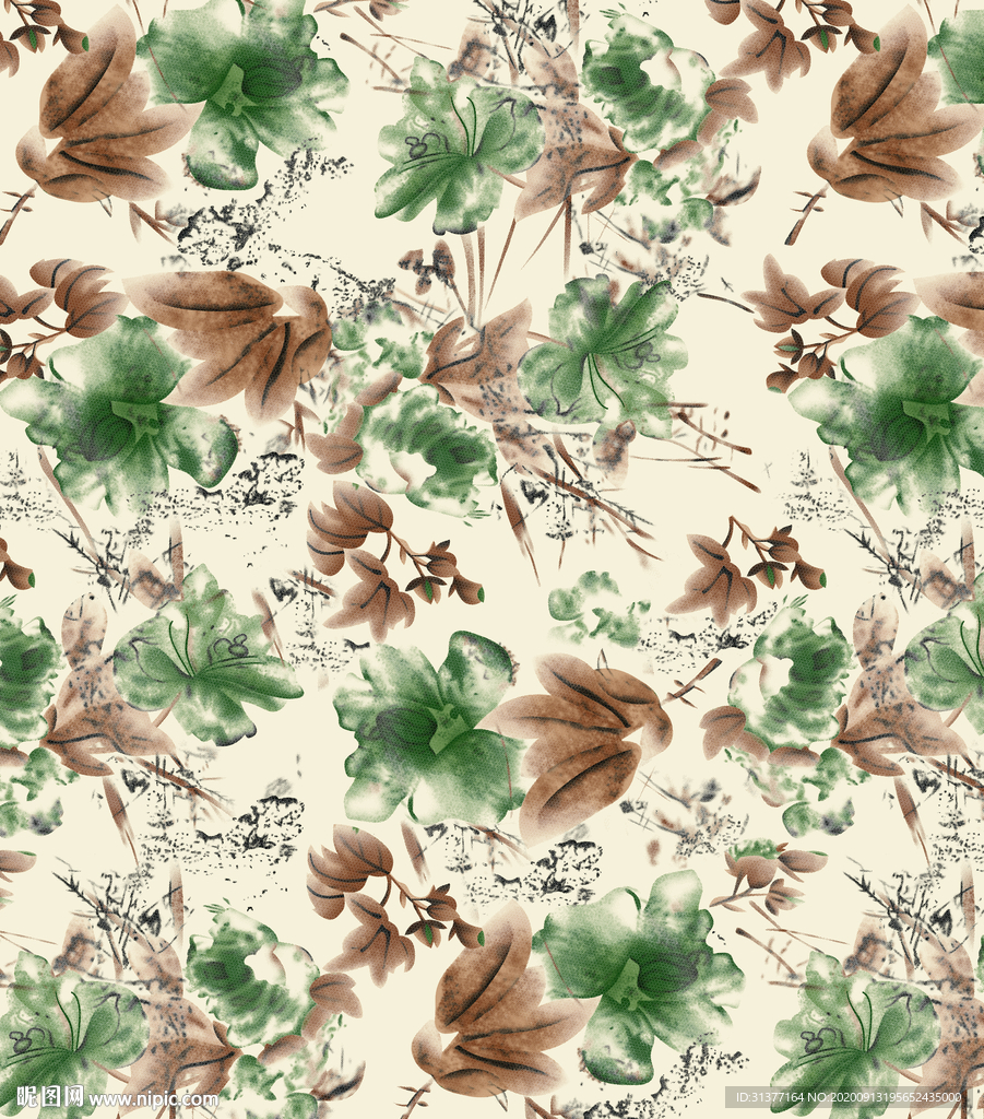 手绘水彩抽象花