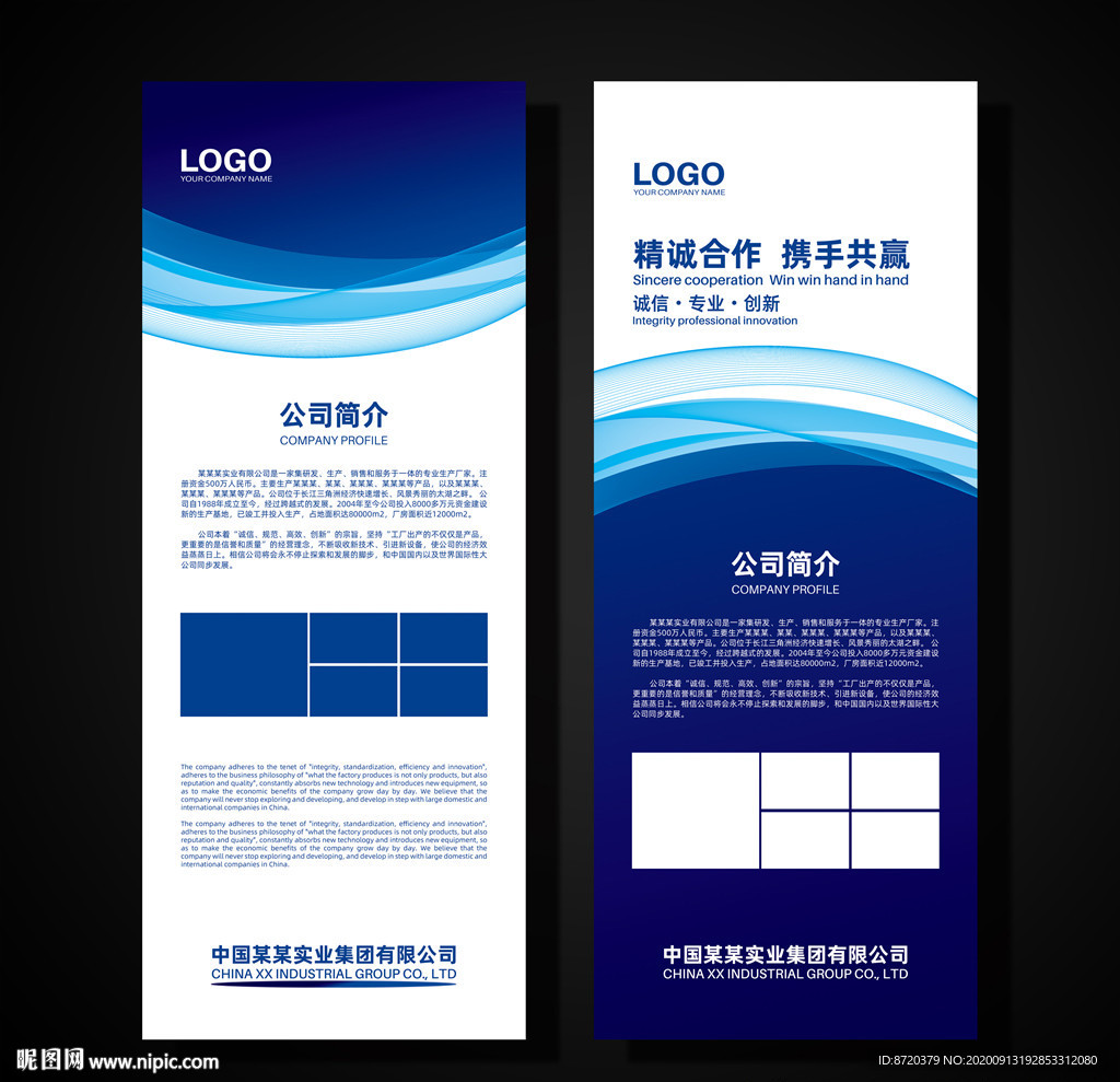 蓝色展架 企业展架 公司展架