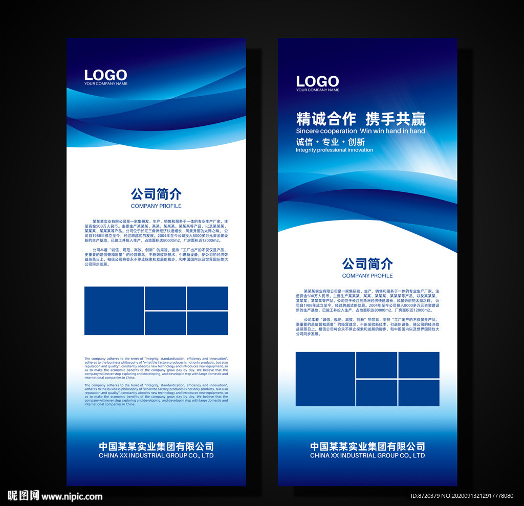 蓝色展架 企业展架 公司展架