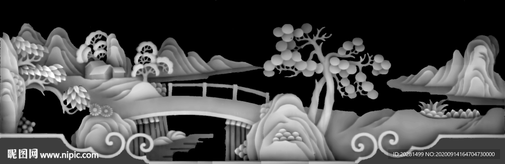 山水灰度图