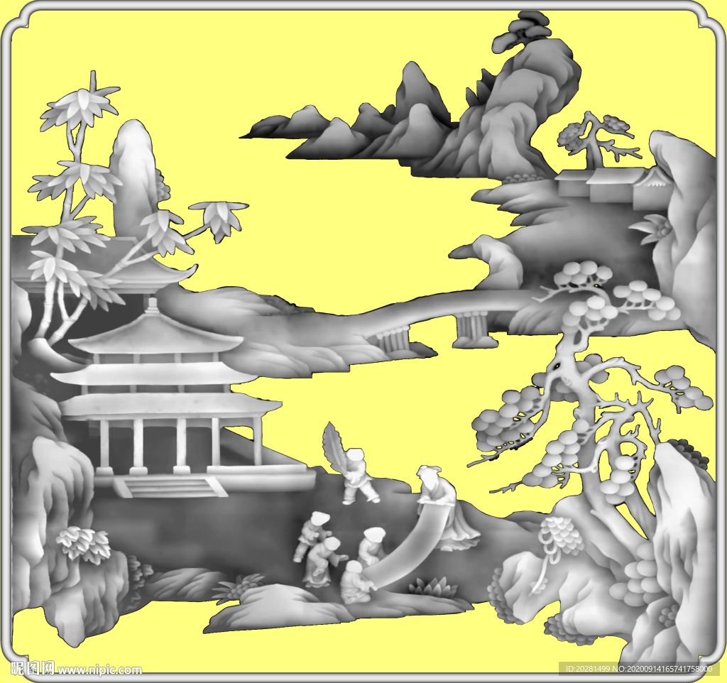 山水灰度图