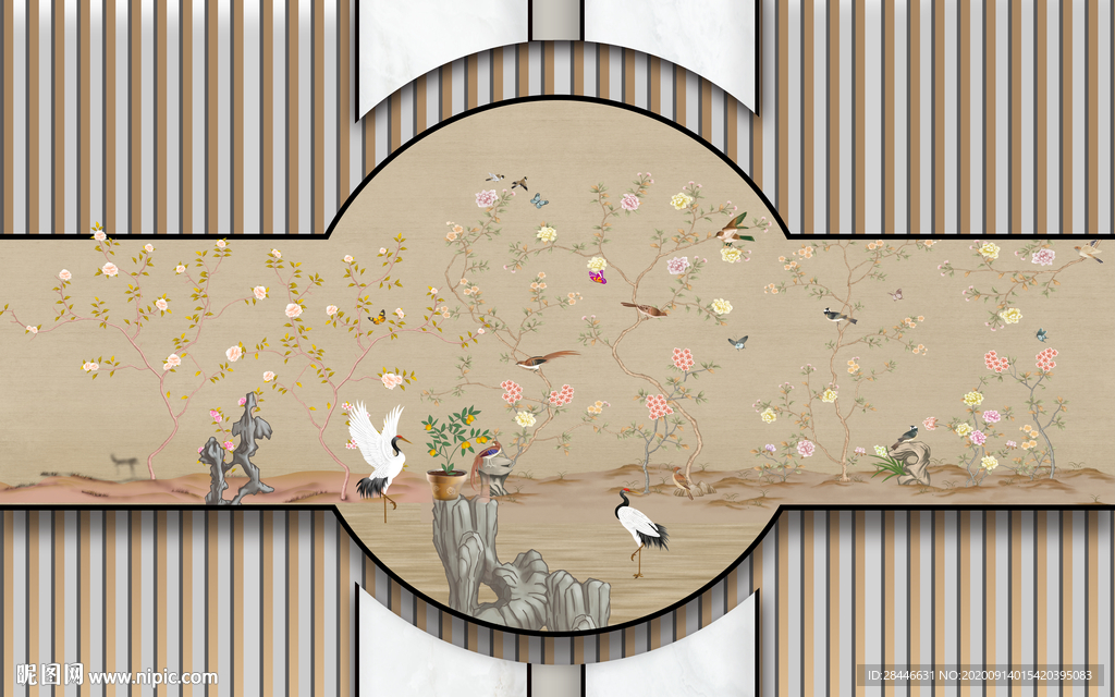 新中式轻奢组合背景墙