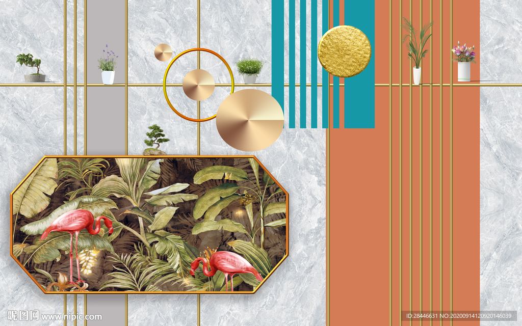 新中式轻奢组合背景墙