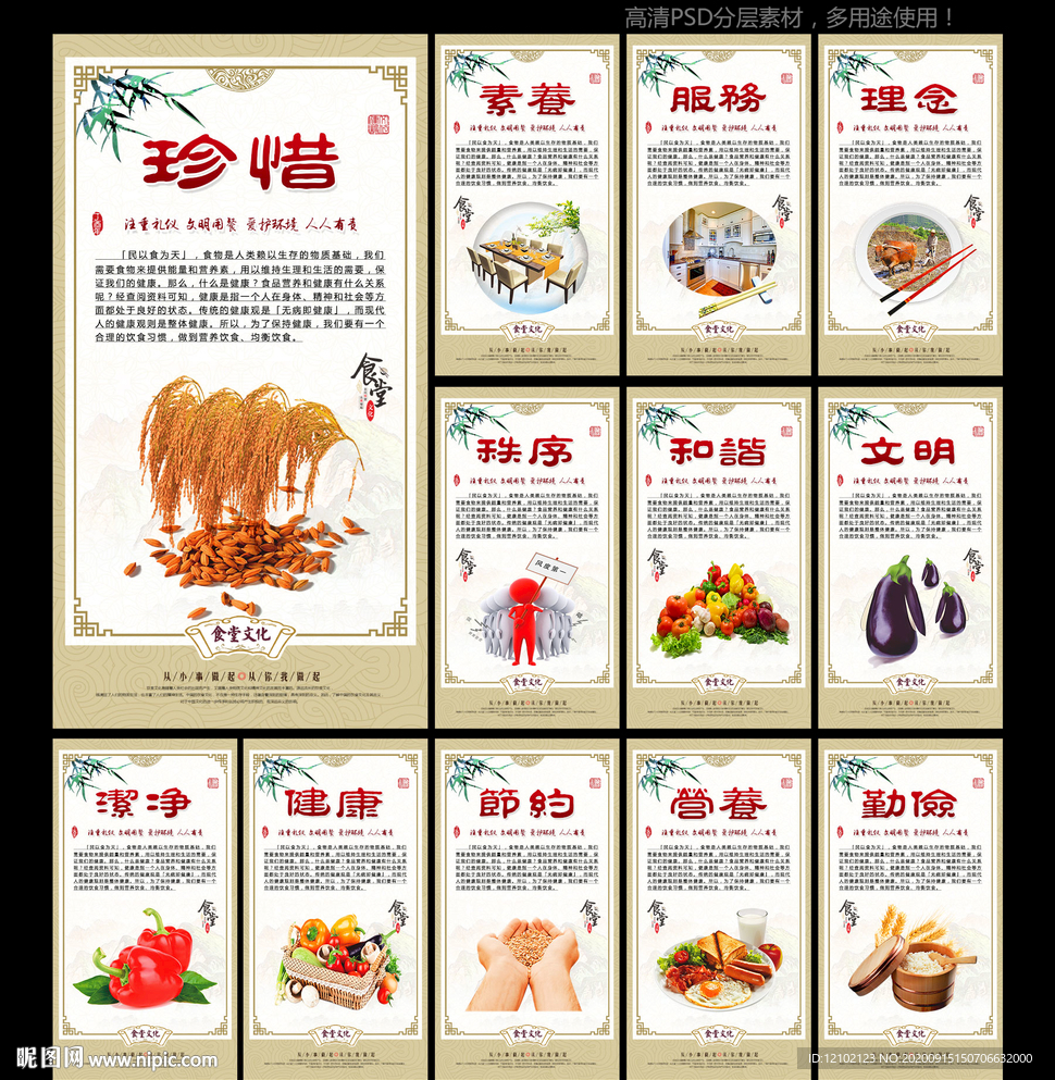 食堂文化 食堂展板 食堂挂画