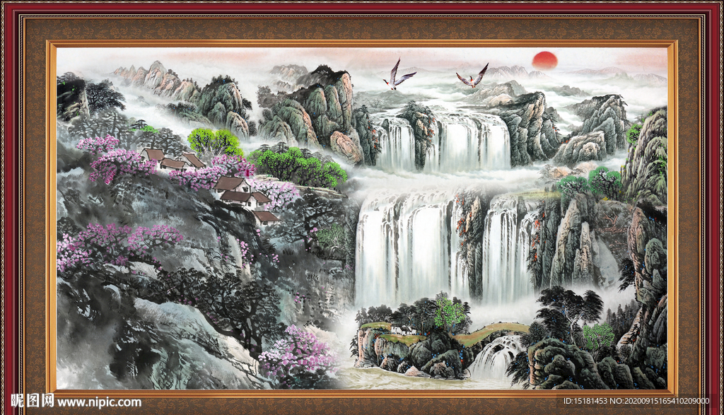国画瀑布