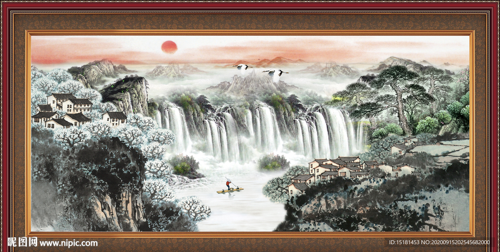 国画瀑布