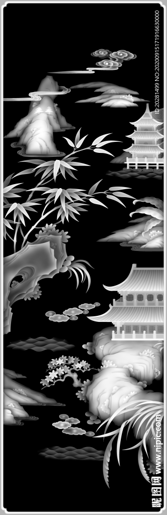 山水灰度图
