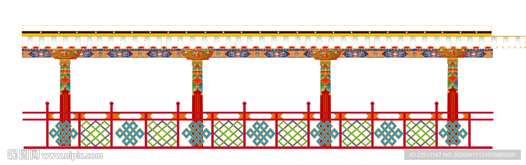 藏式柱子 栏杆