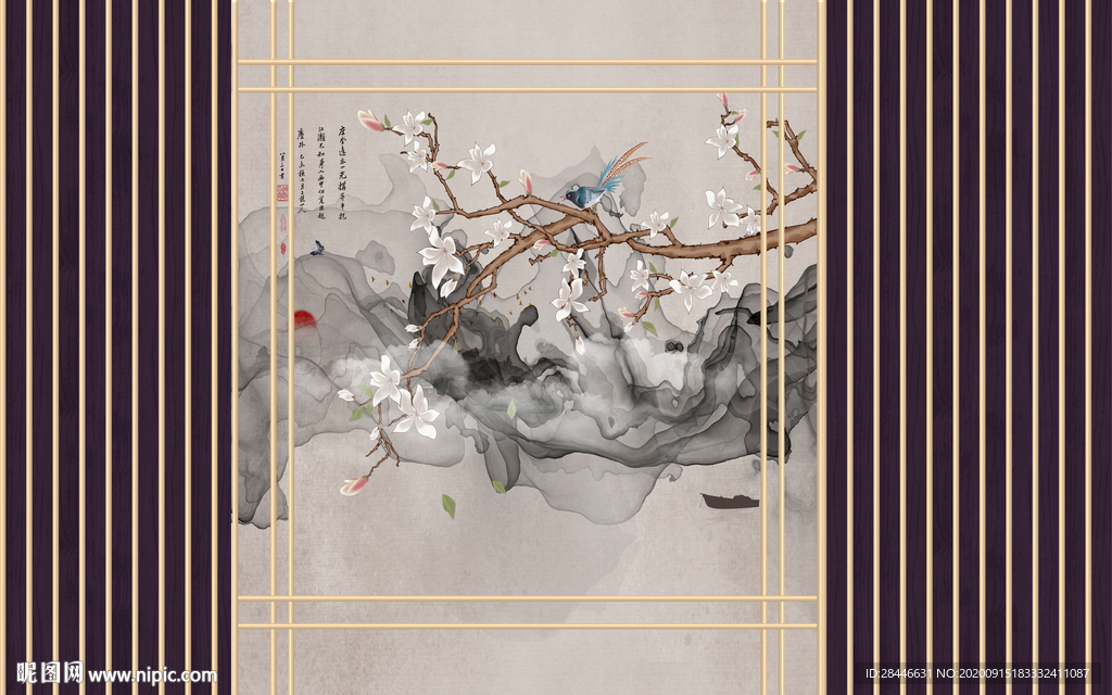 新中式轻奢组合背景墙