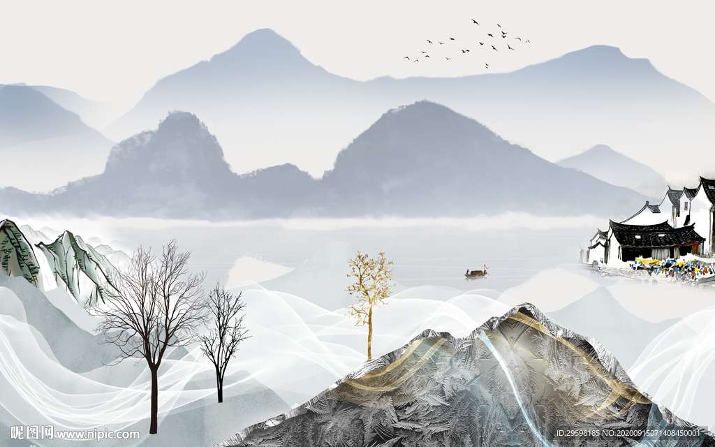 意境新爆卖山水画 tif分层