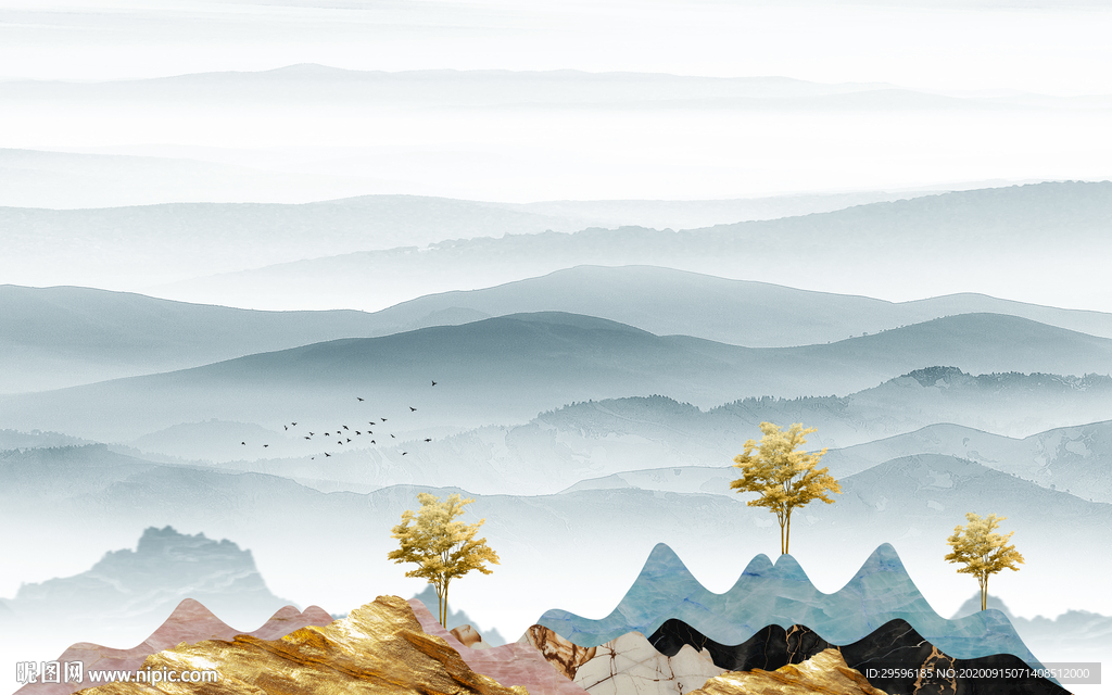 最新爆卖山水画 tif分层