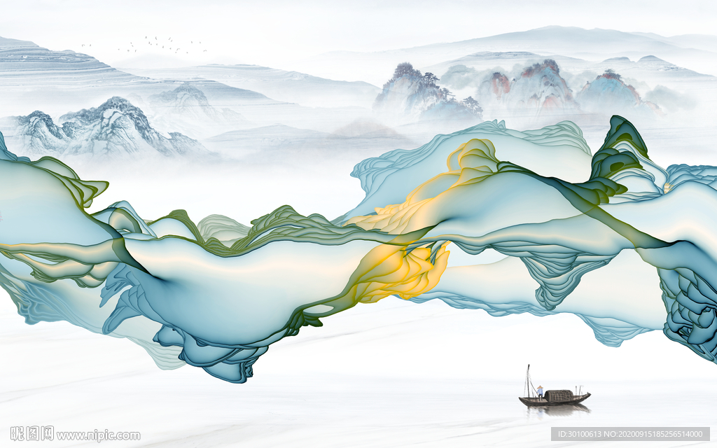 简约山水意境新画 TIF分层