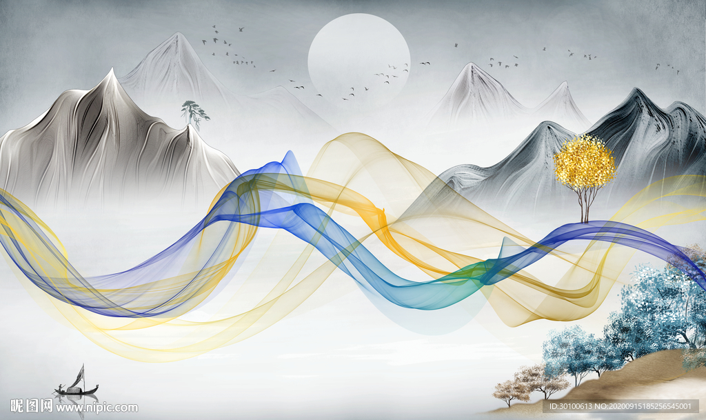 爆款山水意境新画 TIF分层