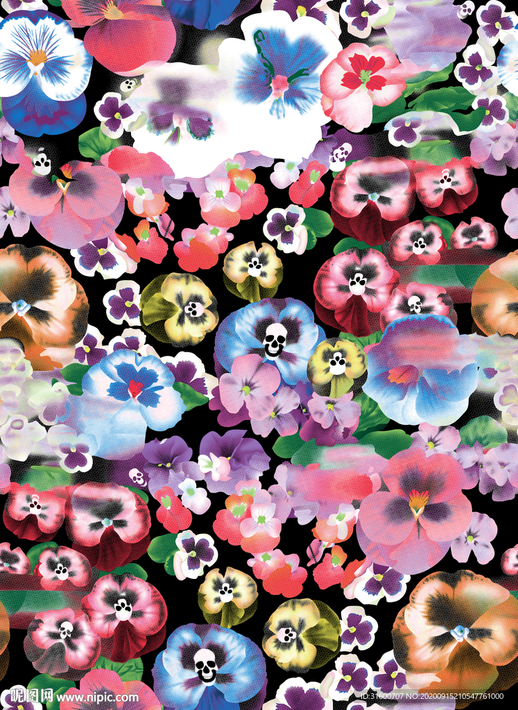 个性渐变泥点水彩花朵