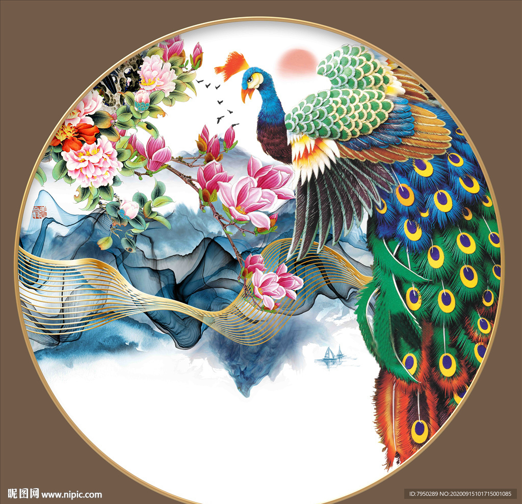 新中式圆形装饰画