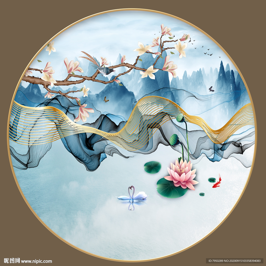 新中式圆形装饰画