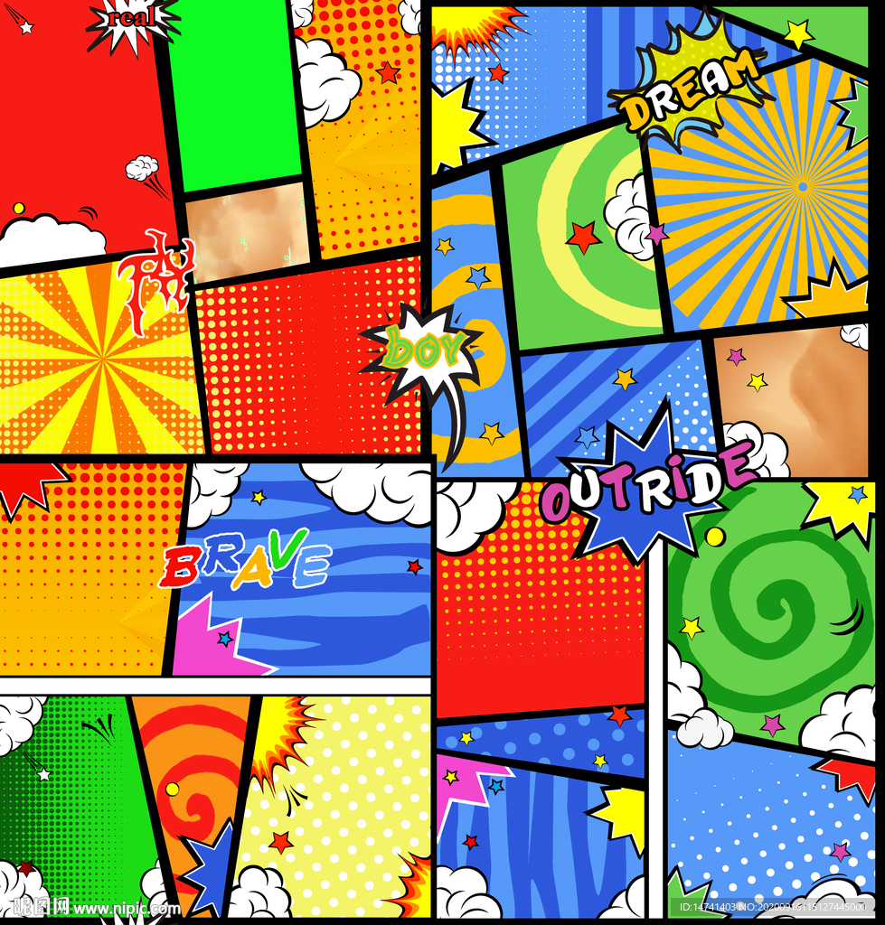 彩绘卡通分镜漫画底图涂鸦圈韵无