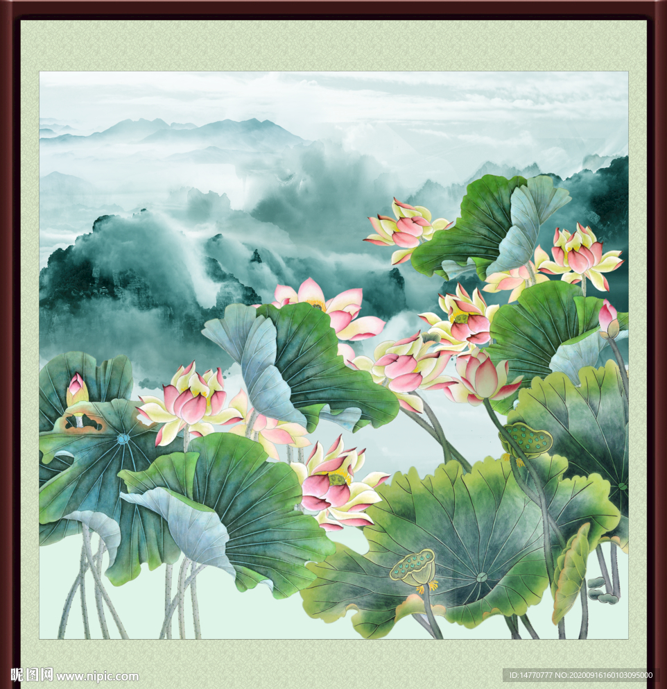 工笔荷花