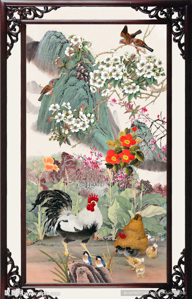 国画花鸟 公鸡图