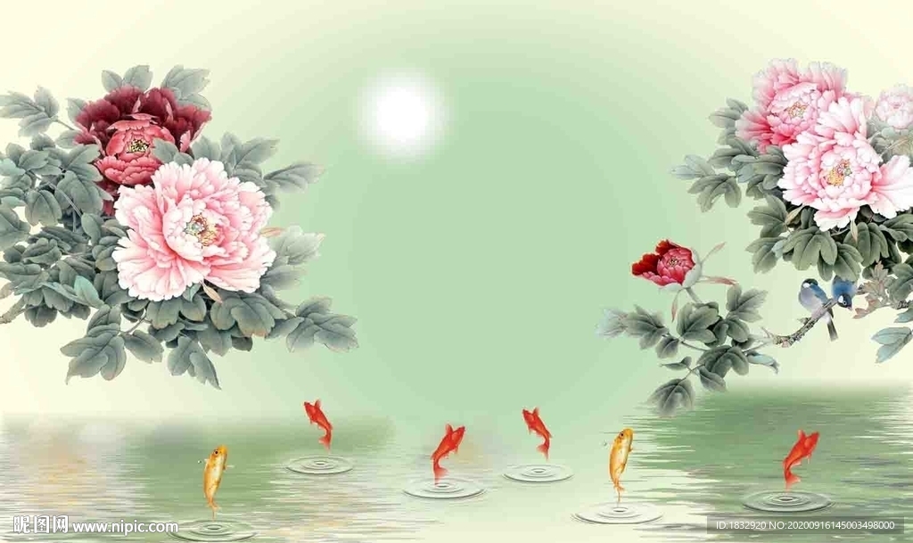牡丹客厅背景墙