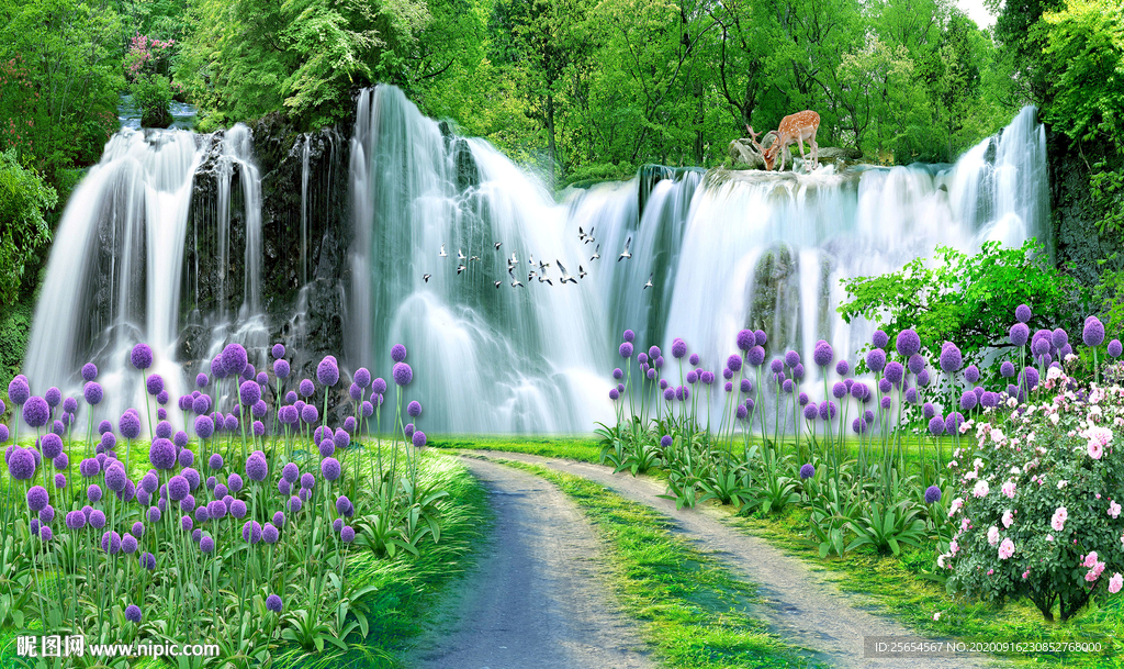 美景流水生财背景墙