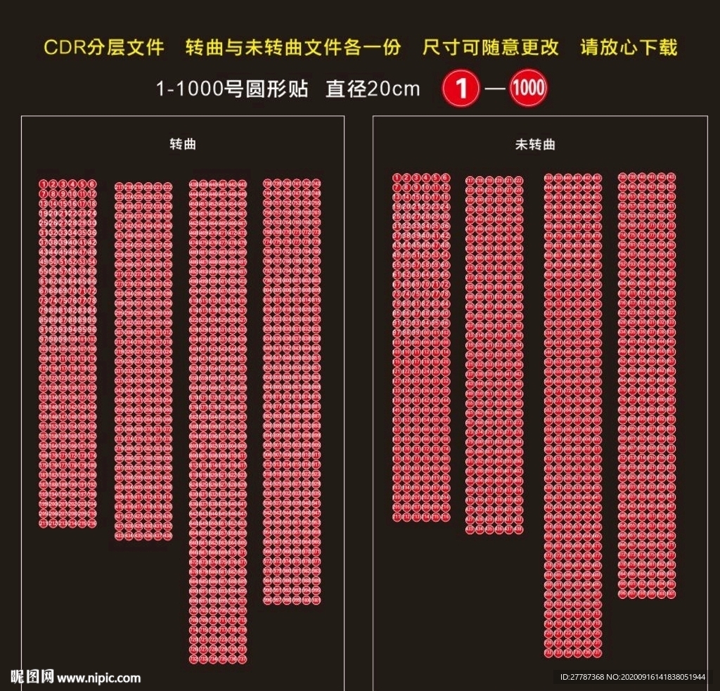 圆形号码贴