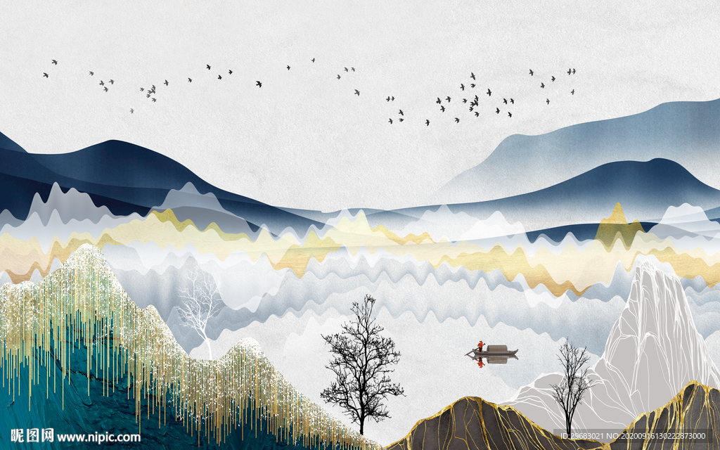 现代意境山水新画 tif分层