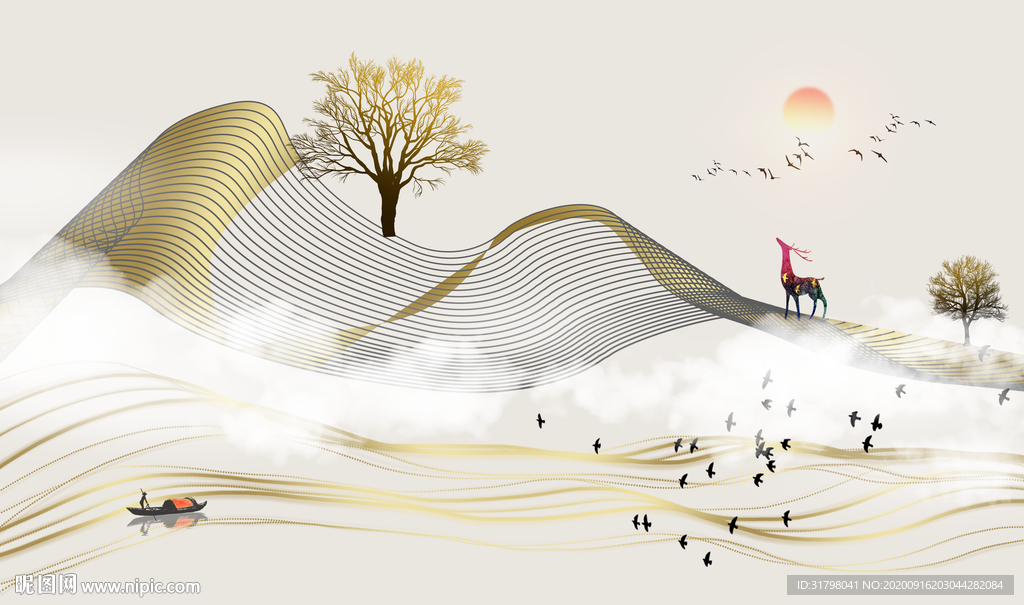 金色线条装饰画