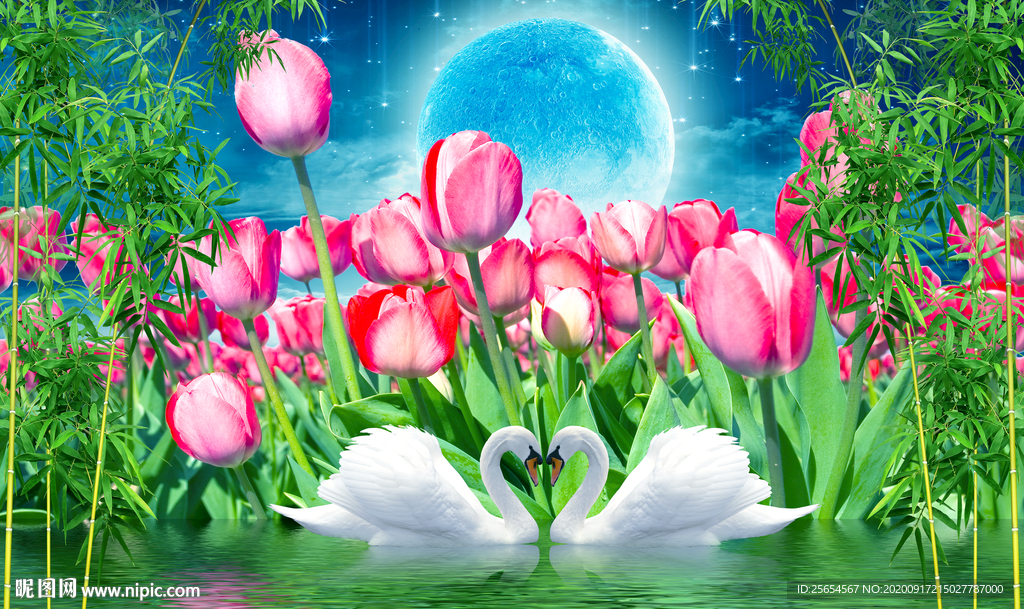 百合富贵花开背景墙