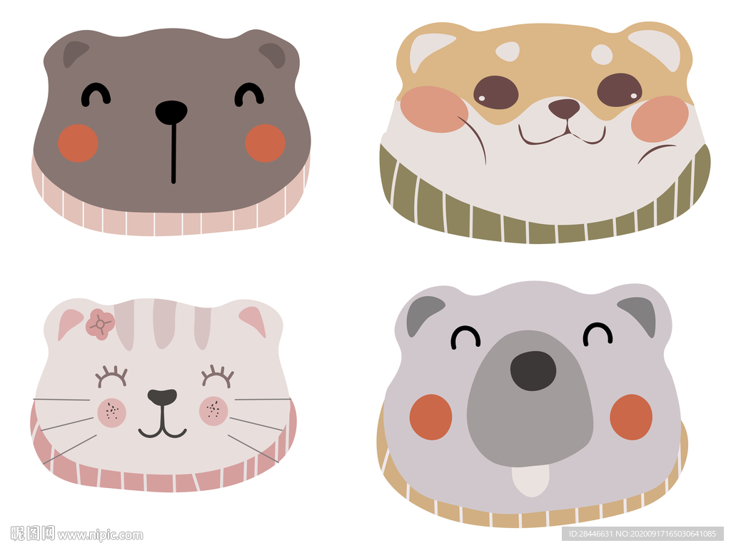 手绘动物头异形地毯