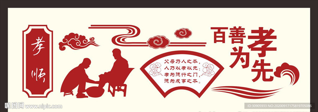 百孝文化墙设计矢量图
