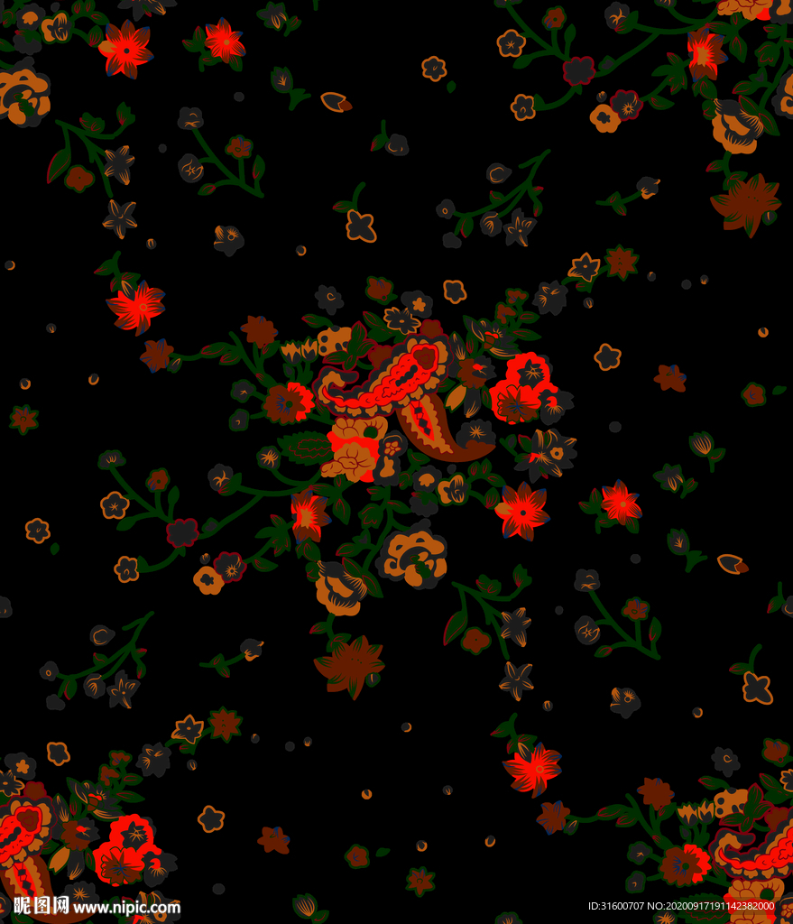 手绘植物腰果花