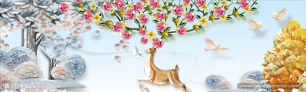 麋鹿卧室床头画装饰画