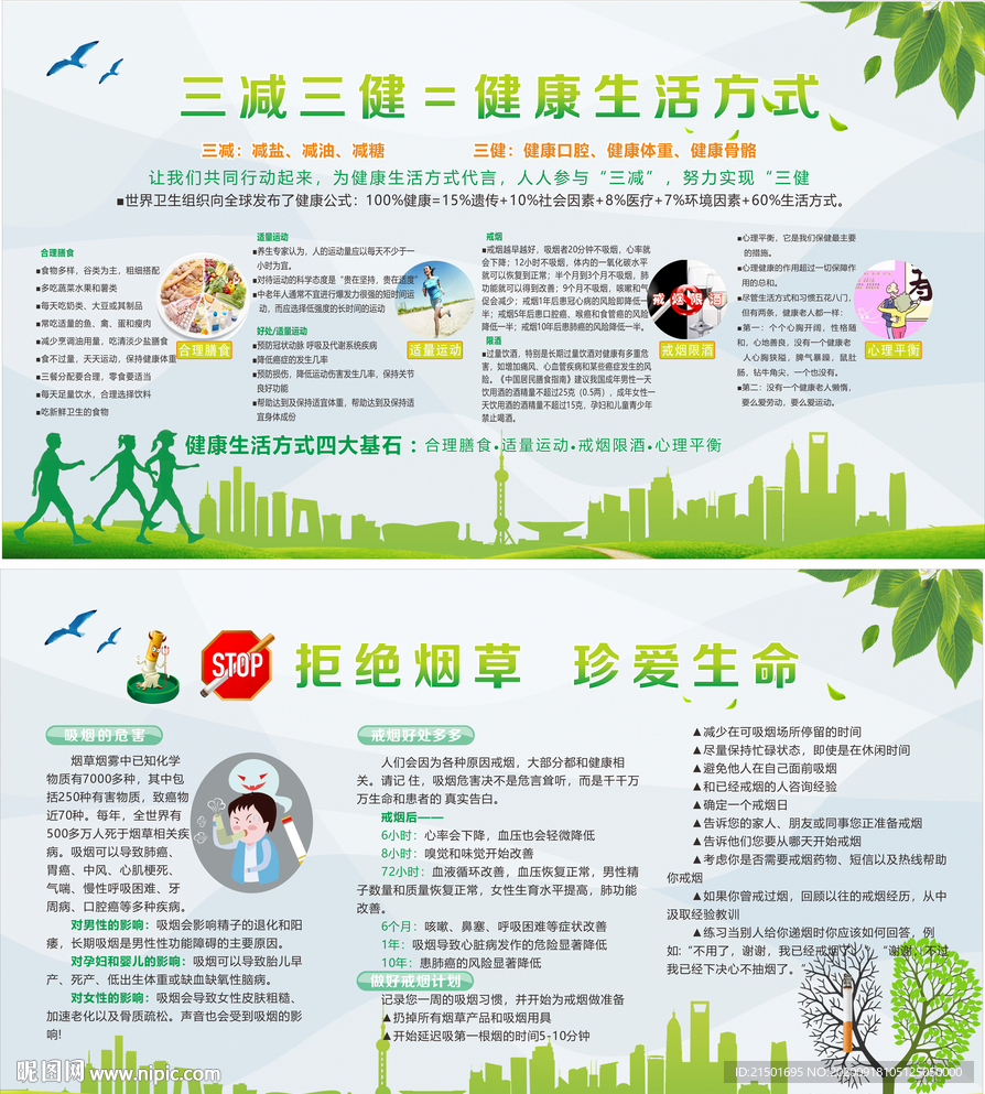 禁烟三减三健创文明创卫宣传栏