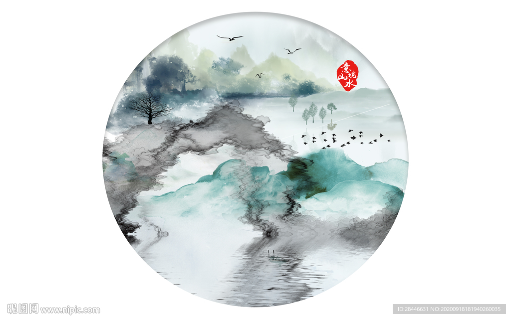 新中式圆形装饰画