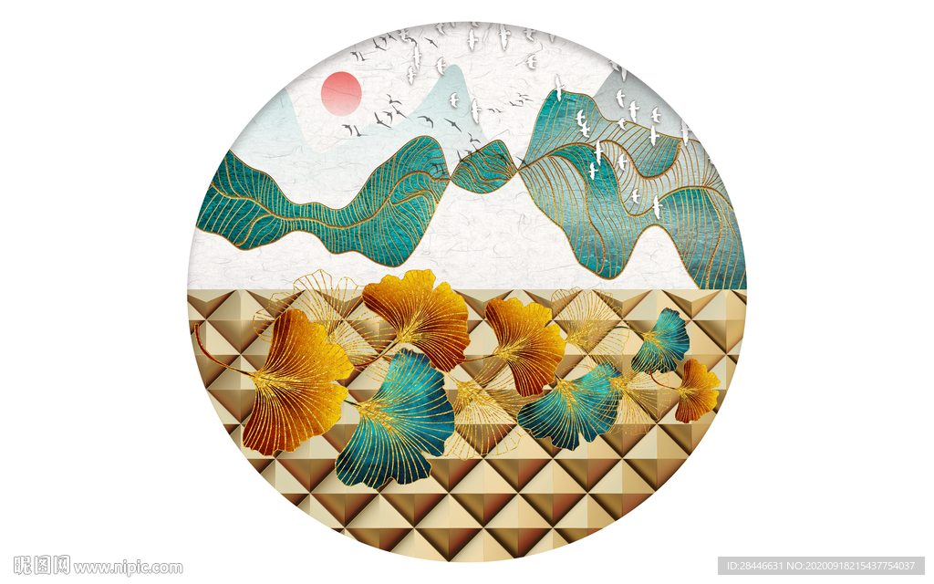 新中式圆形装饰画