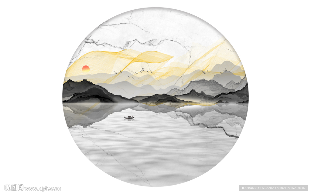 新中式圆形装饰画