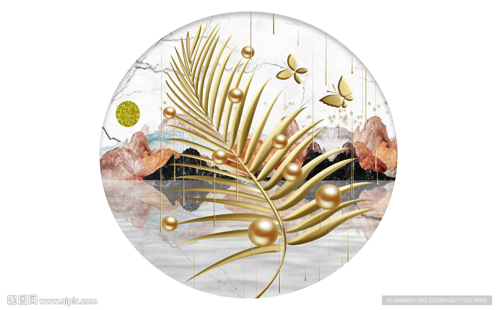 新中式圆形装饰画