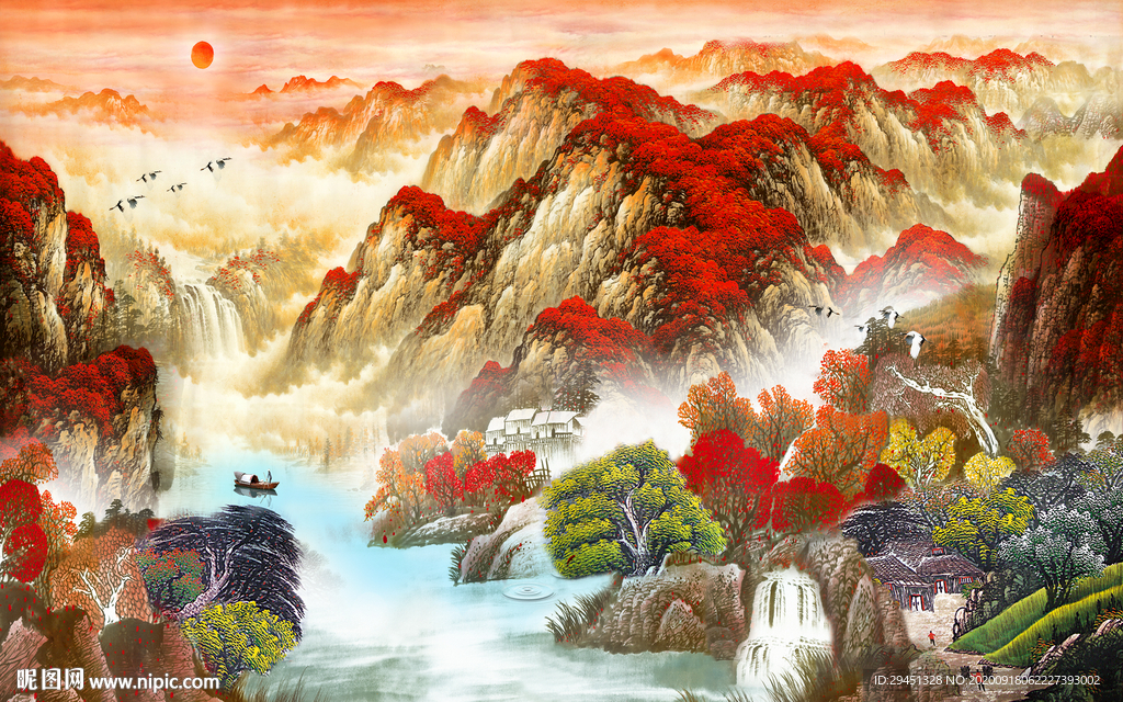 爆款 热卖新山水画 tif分层