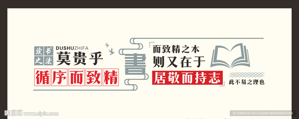 校园读书之法文化墙矢量图
