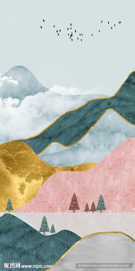 大理石纹抽象山水玄关