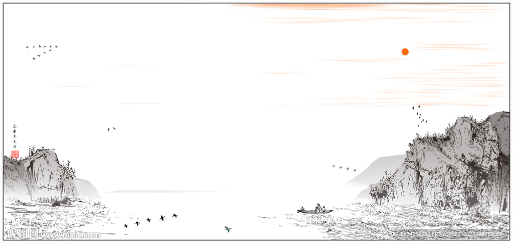 新中式油画风景山水画意境山水画