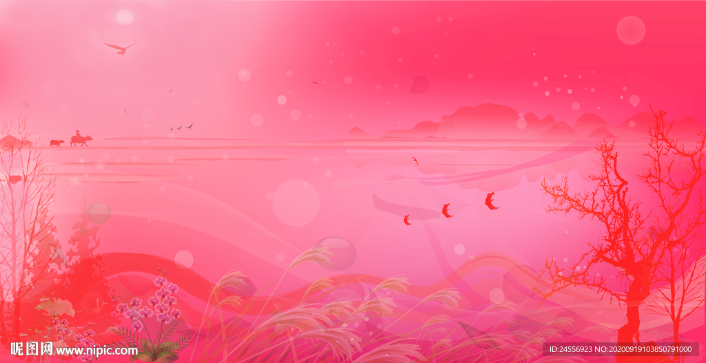 新中式油画风景山水画意境山水画