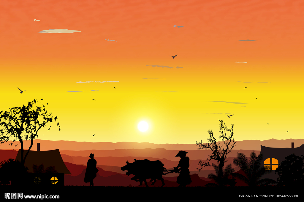 新中式油画风景山水画意境山水画