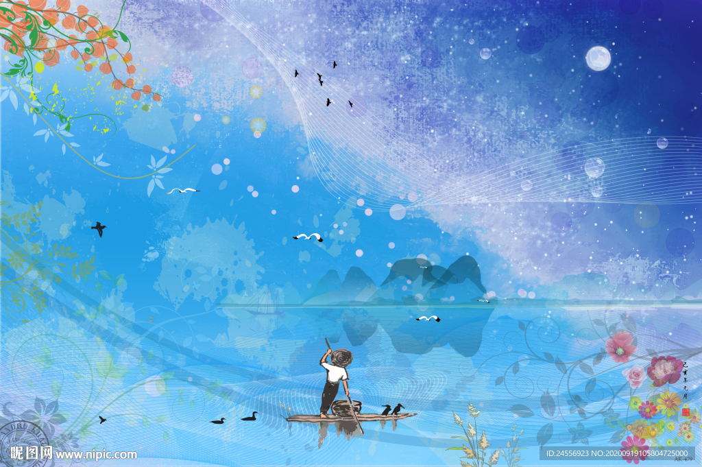 新中式油画风景山水画意境山水画