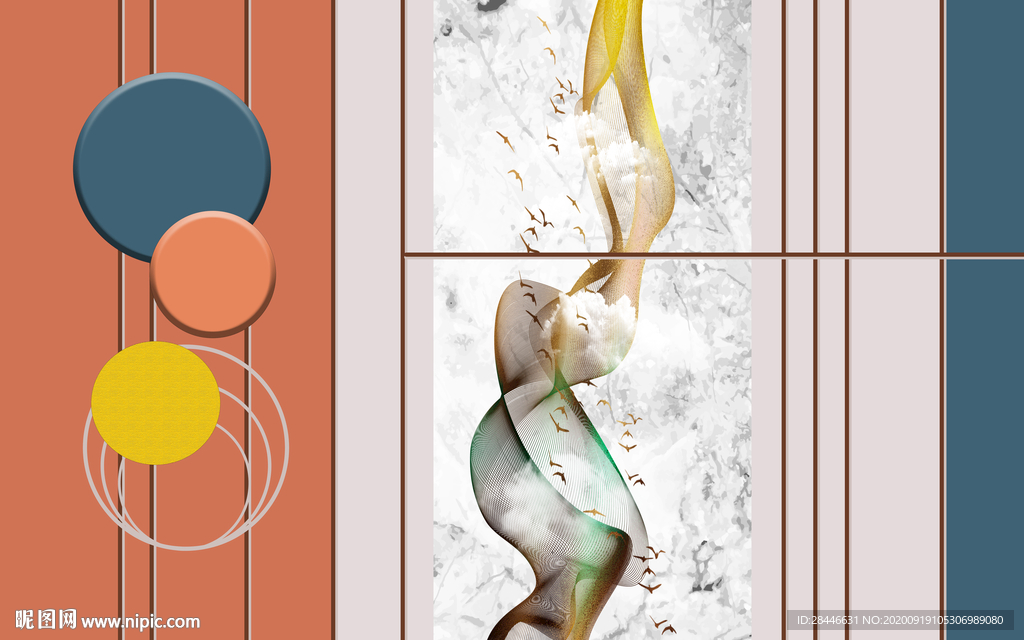 新中式轻奢组合背景墙