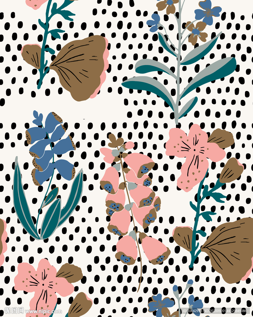 波点底纹花卉图案
