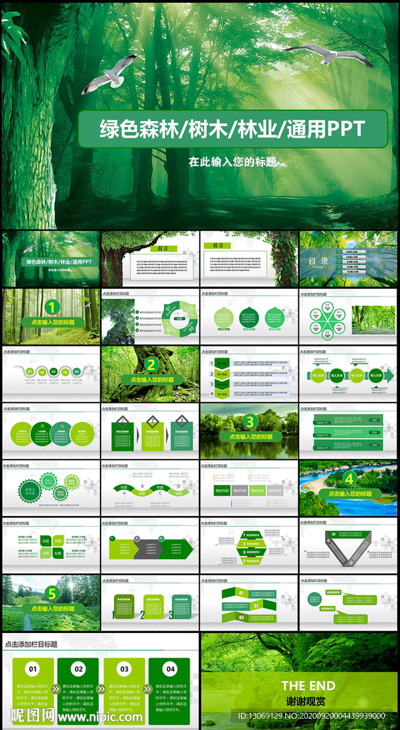 绿色林业森林树木环保PPT
